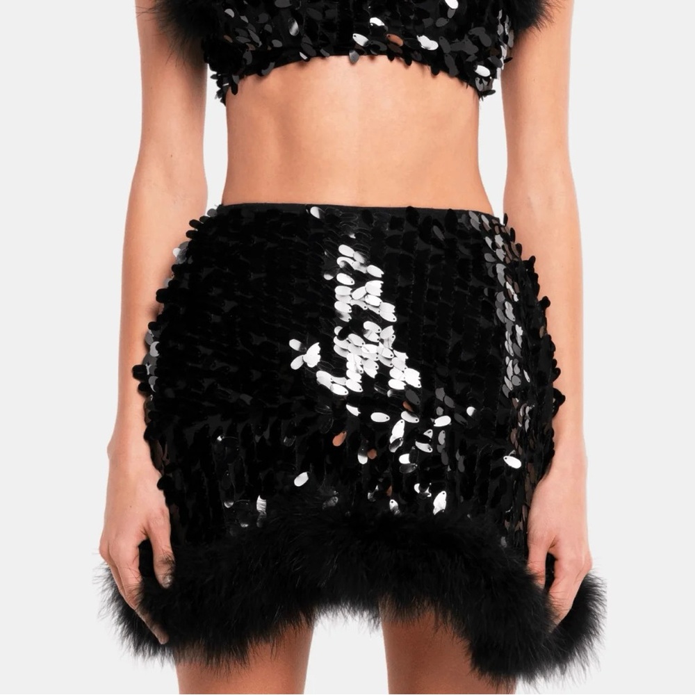 REVOLVE x OW Collection Virgo Sequin Feather Skirt - Black - XS